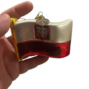 Bronner's Poland Flag Glass Christmas Ornament Polish
